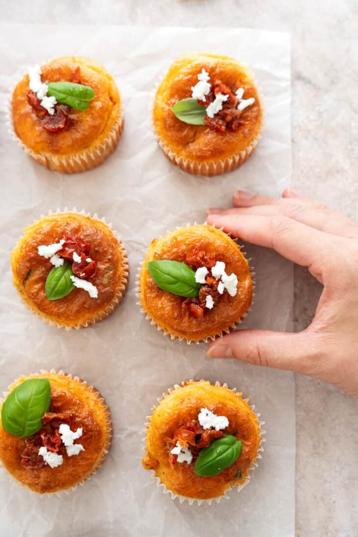 These sun-dried tomato savory muffins with goat cheese make a fantastic and festive one-bite appetizer everyone loves.